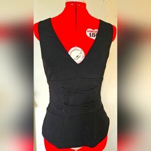 Black Lace-Up Corset Top